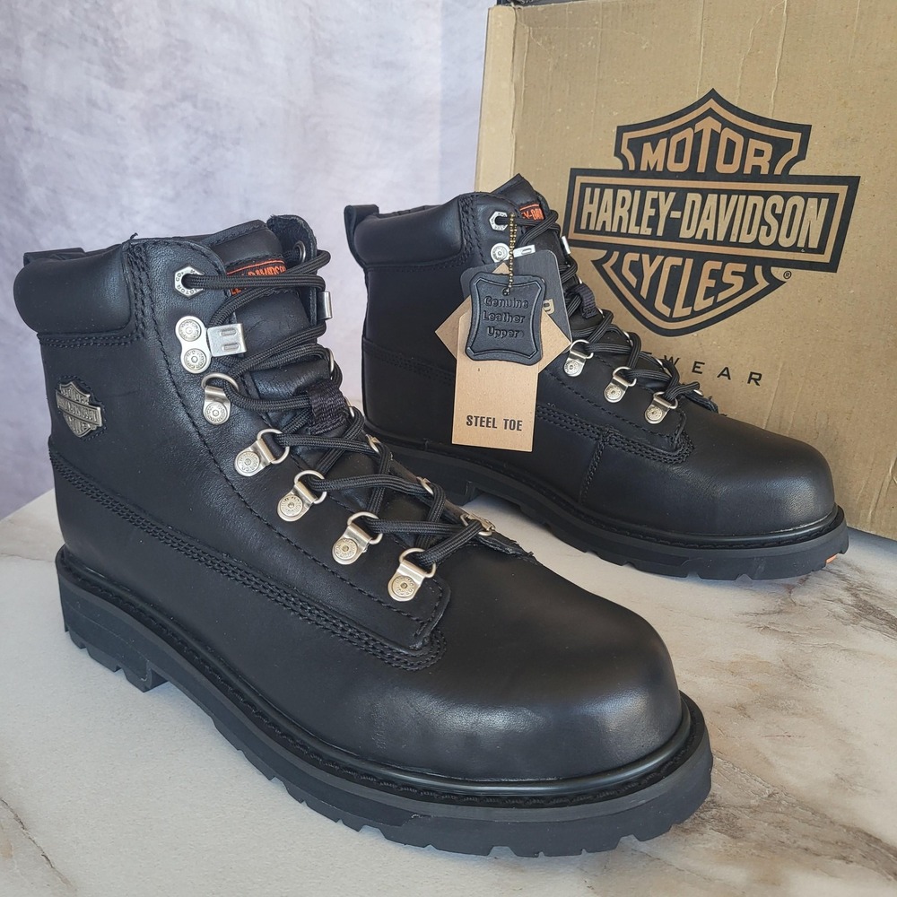 Harley-Davidson Drive Steel Toe Work Boots Mens Size 9 M Black Leather D91144
